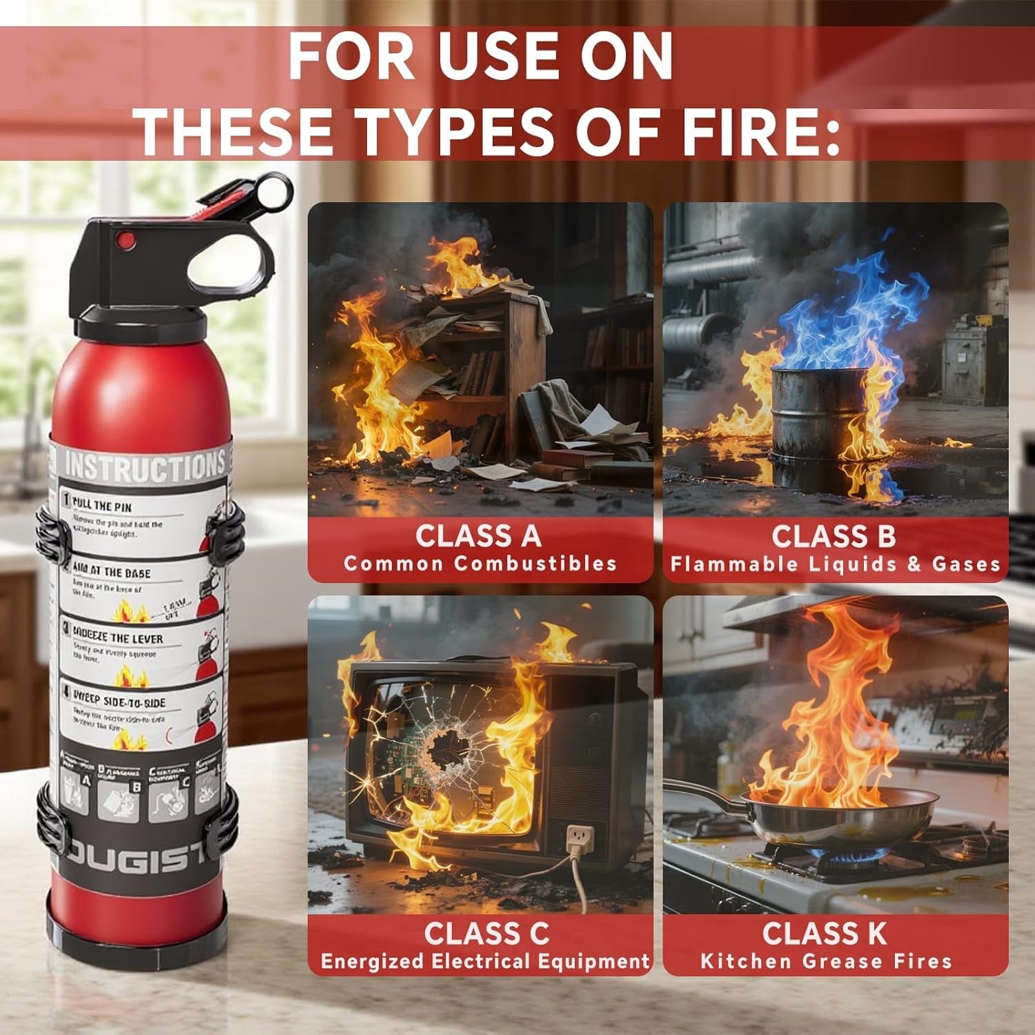 2.5lb ABC Fire Extinguisher: Pro Safety for Home, Kitchen, Car