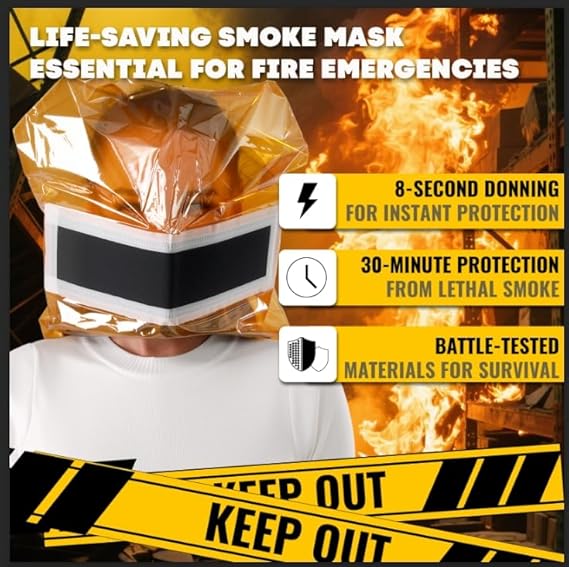 Fire Escape Full Face Mask: Heat Film & Smoke Filter Respirator