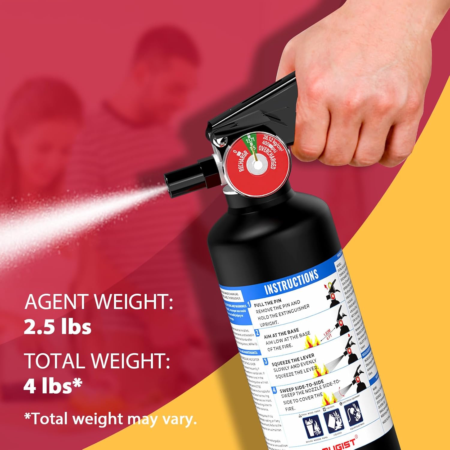 2.5lb ABC Fire Extinguisher: Pro Safety for Home, Kitchen, Car